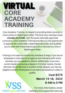 Virtual core academy training flyer